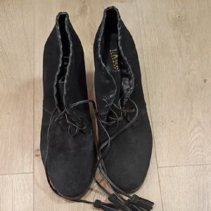 Ralph Lauren Size 7 Black Suede Lace-Up Oxford Flats 📚✍️
